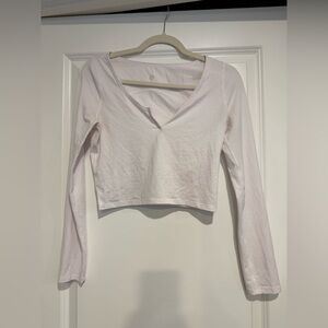 Lululemon Cropped White V-Neck Shirt